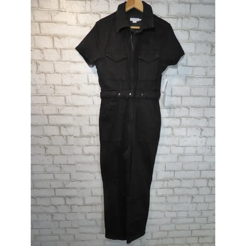 Good American Black Fit for Success Denim Jumpsuit Large NEW - Picture 3 of 11